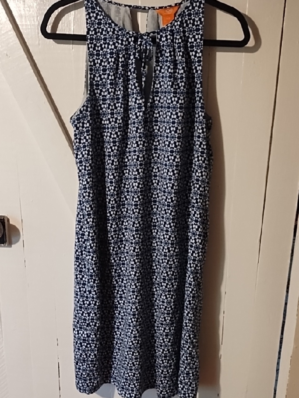 Joe Fresh Navy and White Sleeveless Shift Dress EUC Small.